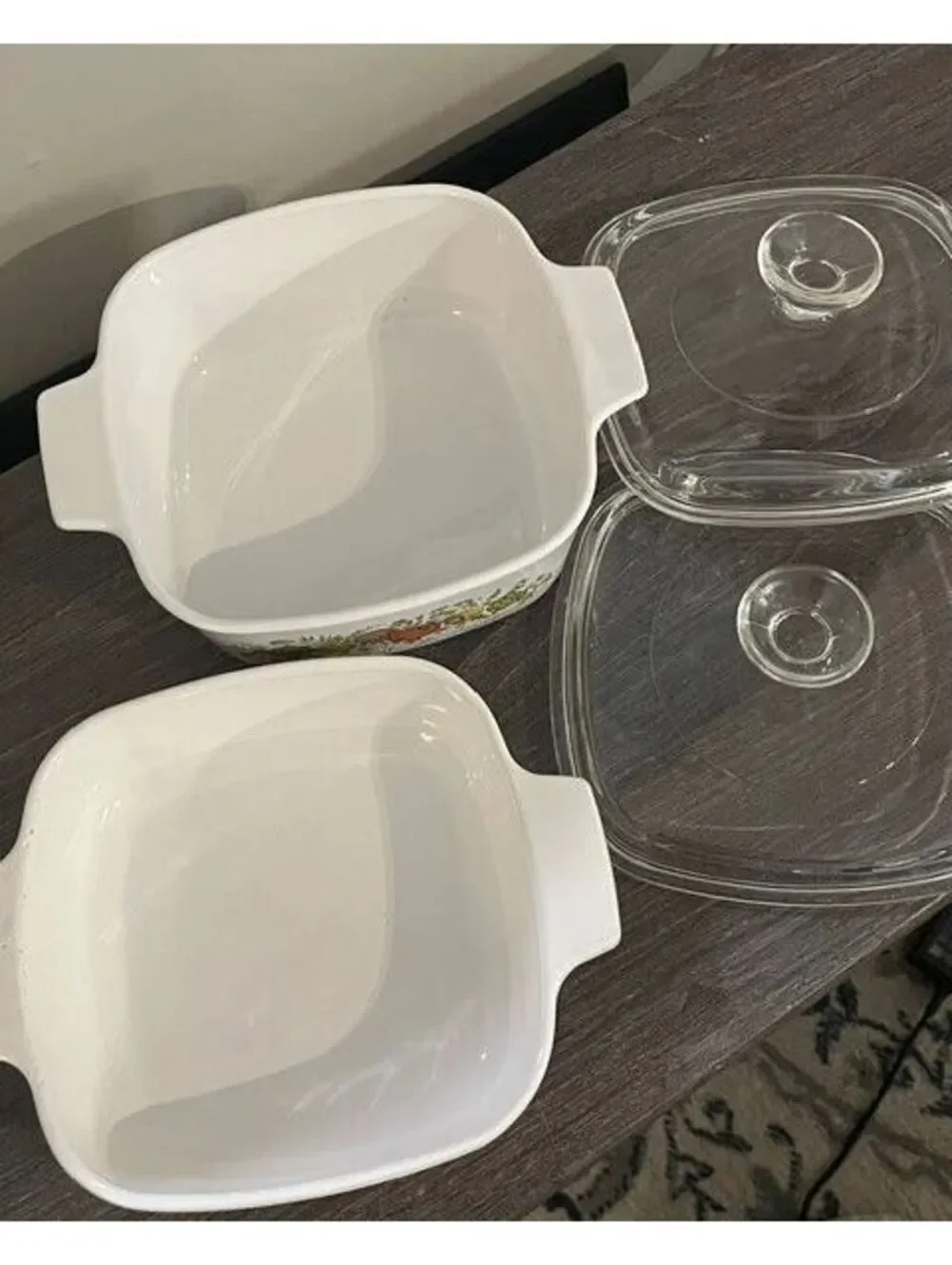 CorningWare Vintage Floral 2-Piece Square Casserole Dish Set with Glass Lids